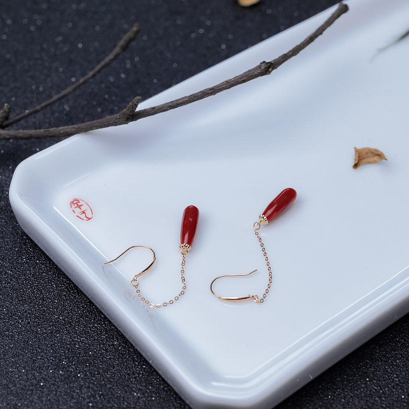 正红珊瑚耳坠-红掌柜