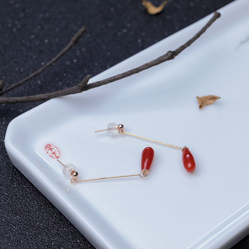 正红珊瑚耳坠-红掌柜