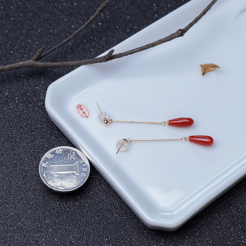 沙丁红珊瑚耳坠-红掌柜