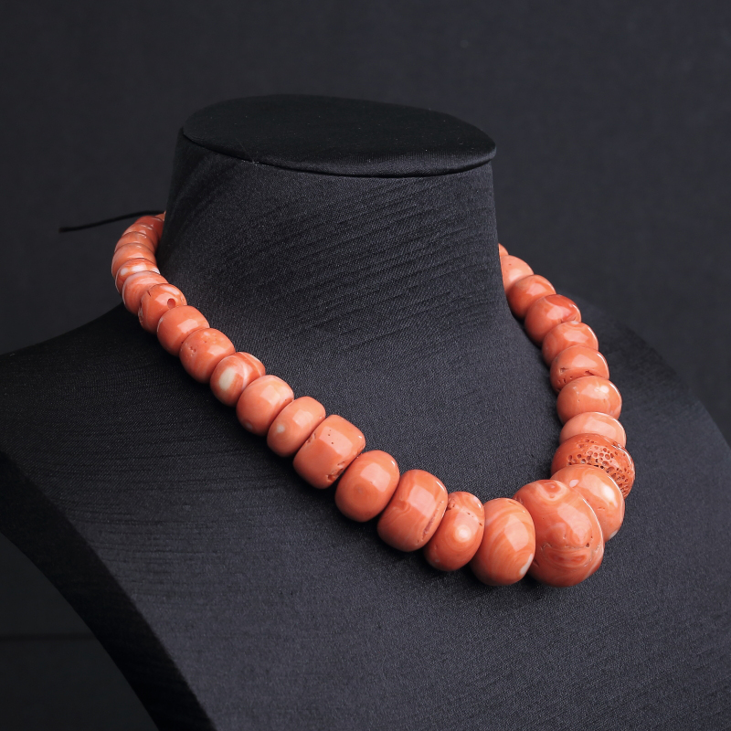 天然MOMO橘色珊瑚鼓珠塔链-红掌柜