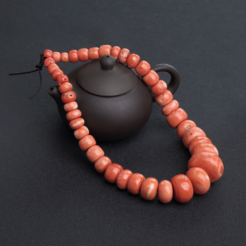 台湾MOMO橘色珊瑚鼓珠塔链-红掌柜