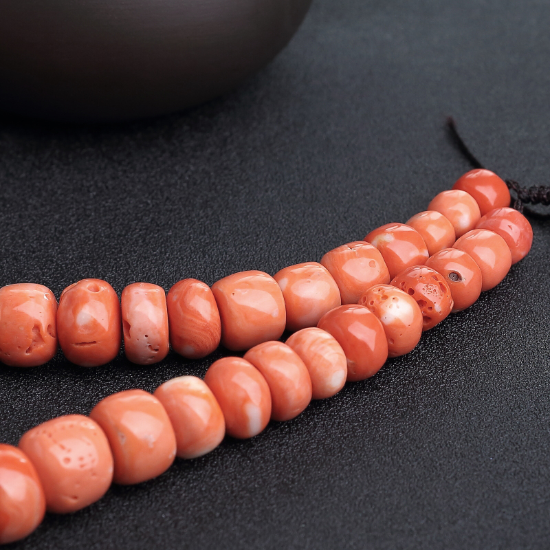 台湾天然MOMO橘色珊瑚塔链-红掌柜