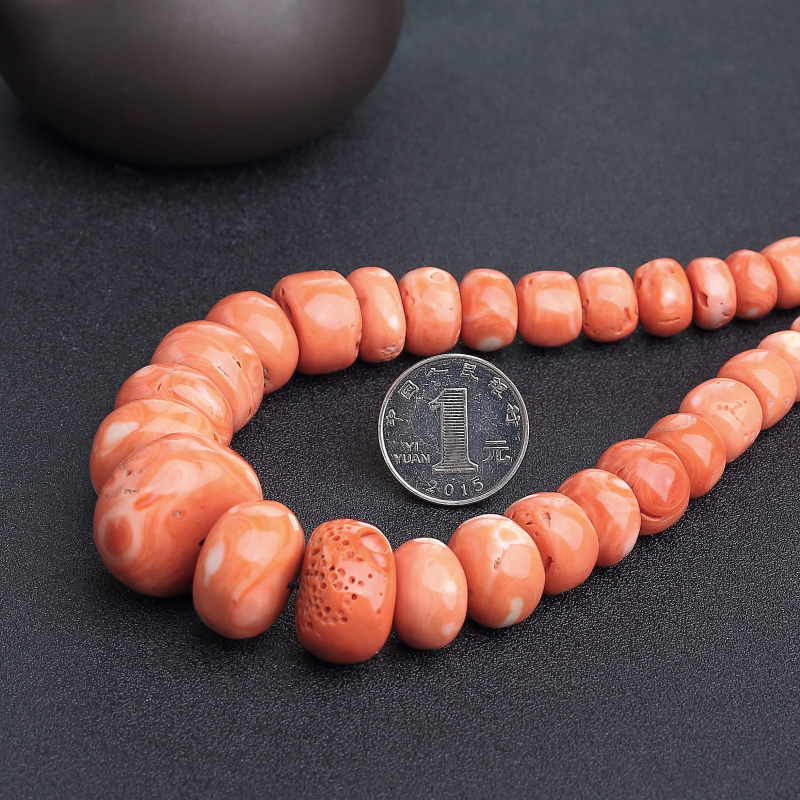 MOMO橘色珊瑚鼓珠塔链-红掌柜
