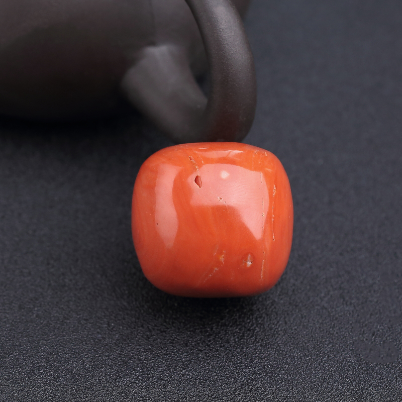 台湾天然橘红珊瑚鼓珠-红掌柜