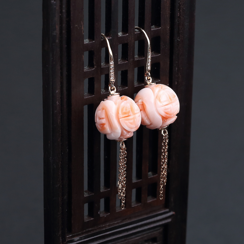 18K金镶钻深水粉色珊瑚-红掌柜