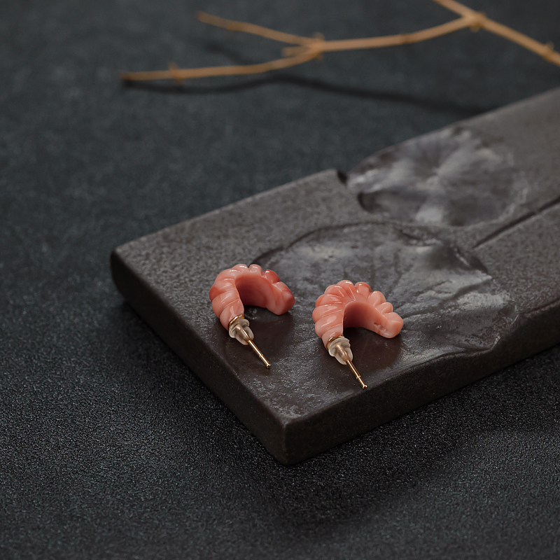 深水珊瑚耳钉-红掌柜