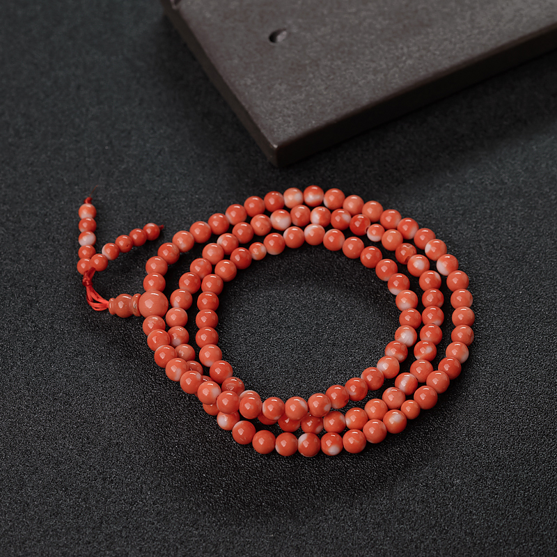 4.5mmMOMO橘红珊瑚佛珠-红掌柜