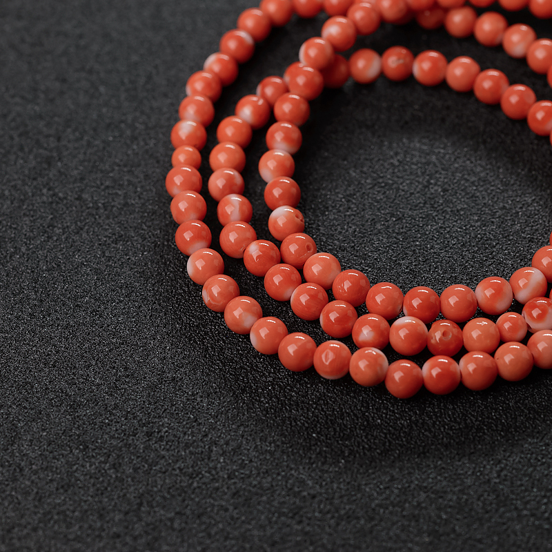 4.5mm橘红珊瑚佛珠-红掌柜