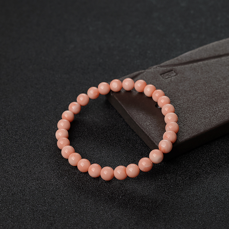 7mm深水粉色珊瑚单圈手串-红掌柜