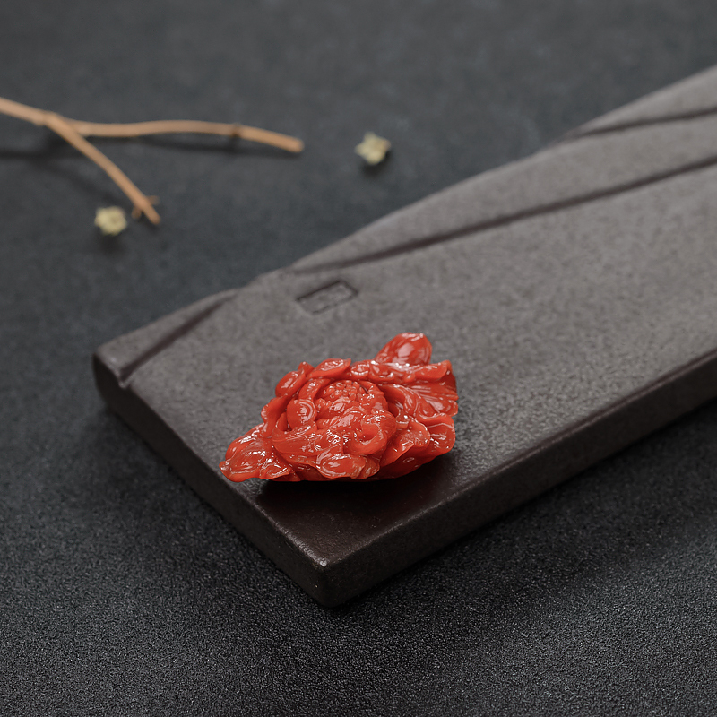 日本天然阿卡朱红珊瑚吊坠-红掌柜