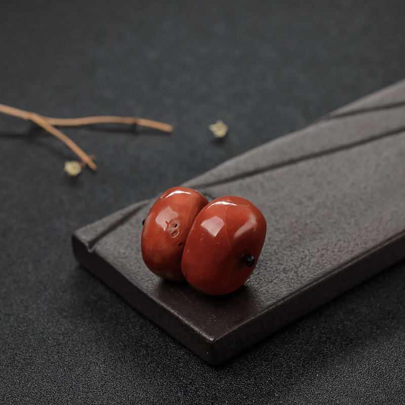 日本阿卡橘红珊瑚鼓珠-红掌柜