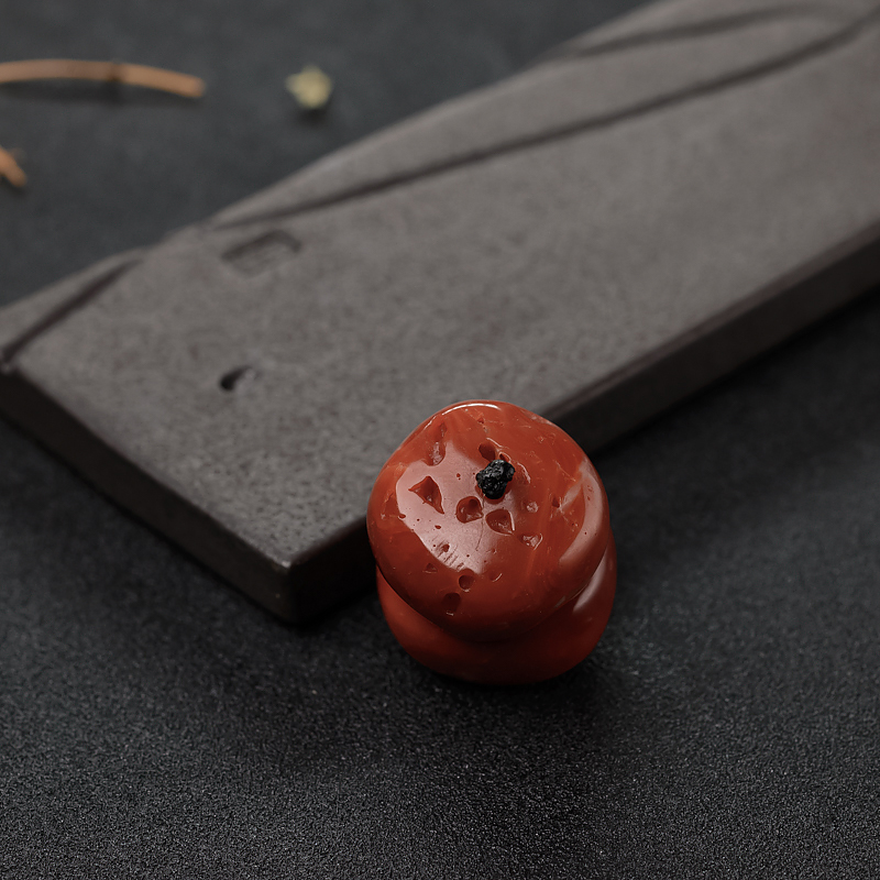 阿卡橘红珊瑚鼓珠-红掌柜