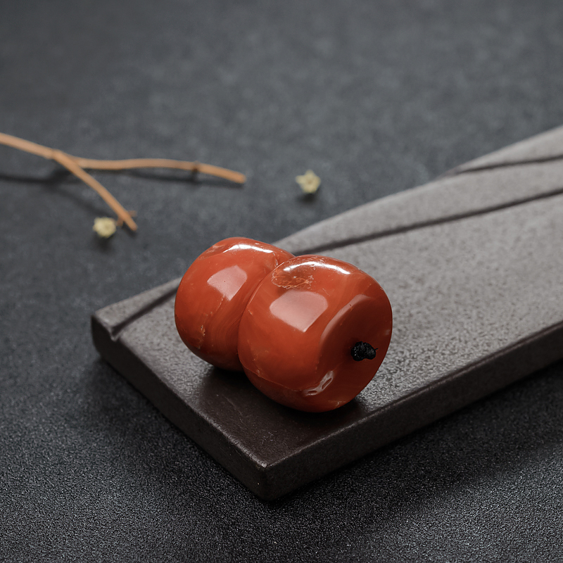 阿卡橘红珊瑚鼓珠-红掌柜