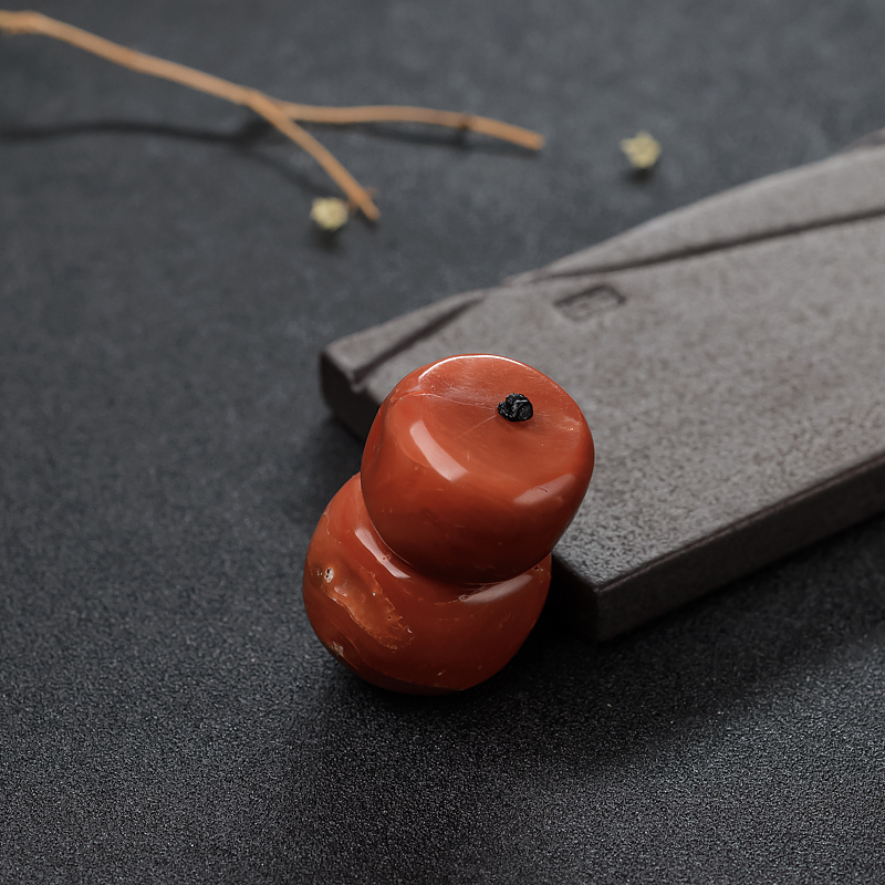 阿卡橘红珊瑚鼓珠两件-红掌柜