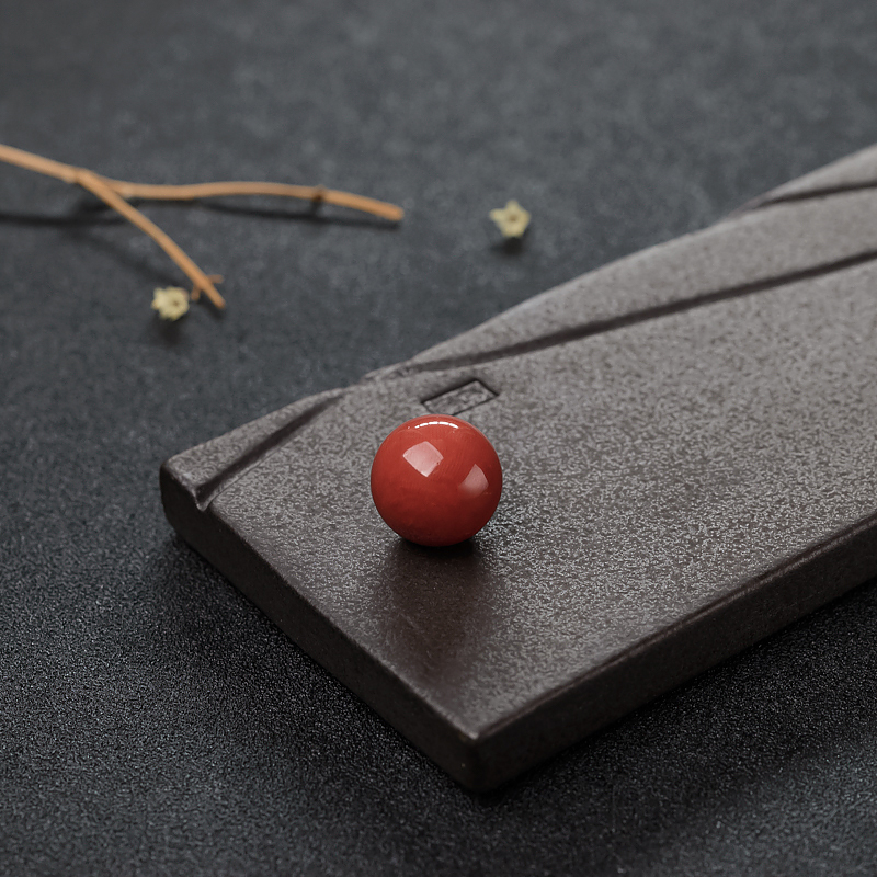 天然14.5mm沙丁朱红珊瑚圆珠-红掌柜