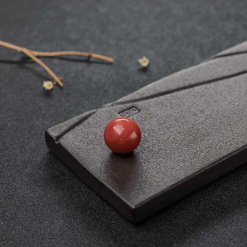 意大利14.5mm沙丁朱红珊瑚圆珠-红掌柜