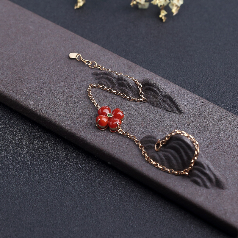 日本天然阿卡正红珊瑚手链-红掌柜