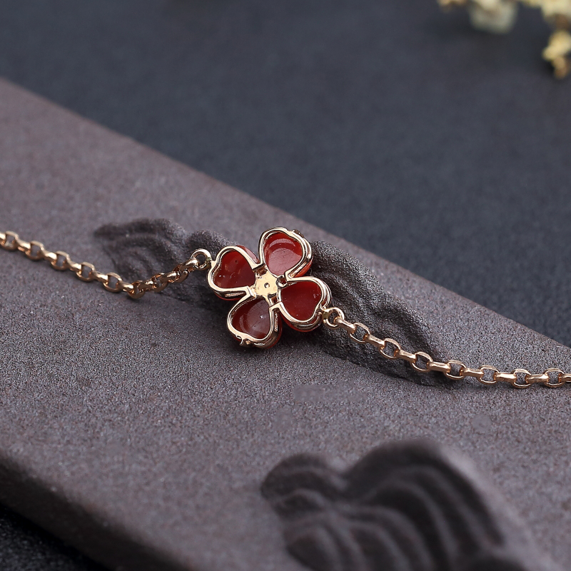 18K金镶日本天然阿卡珊瑚手链-红掌柜