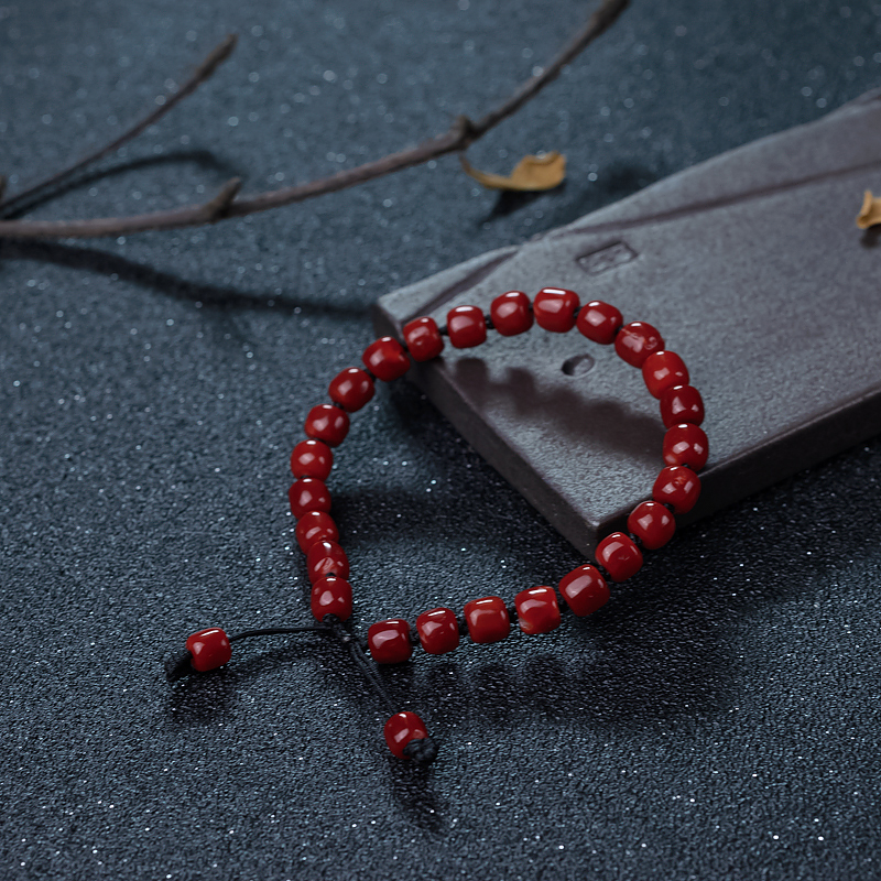 深红珊瑚桶珠手串-红掌柜