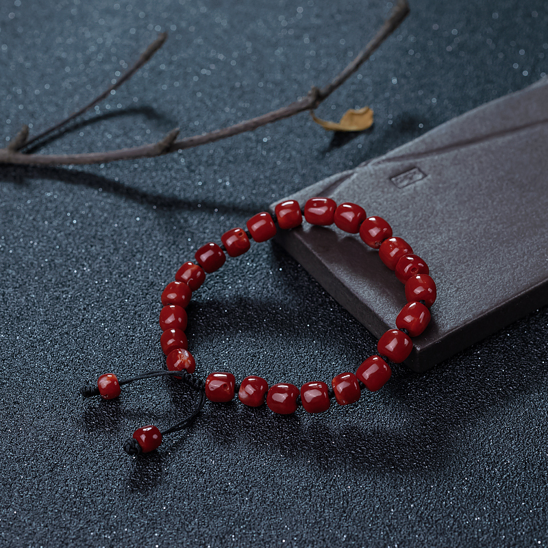 深红珊瑚桶珠手串-红掌柜
