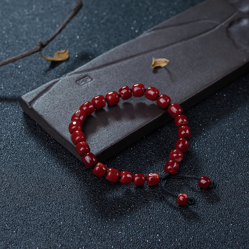 阿卡珊瑚桶珠手串-红掌柜