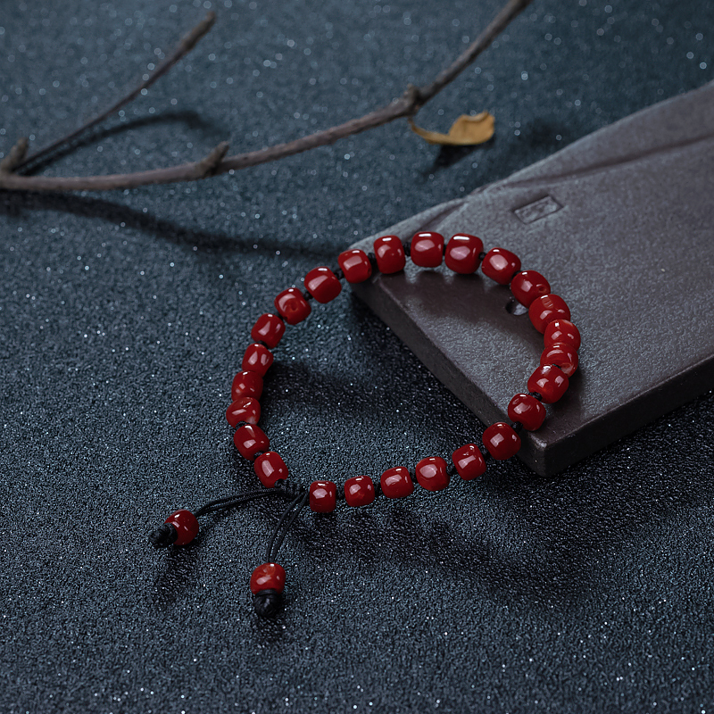 深红珊瑚桶珠手串-红掌柜