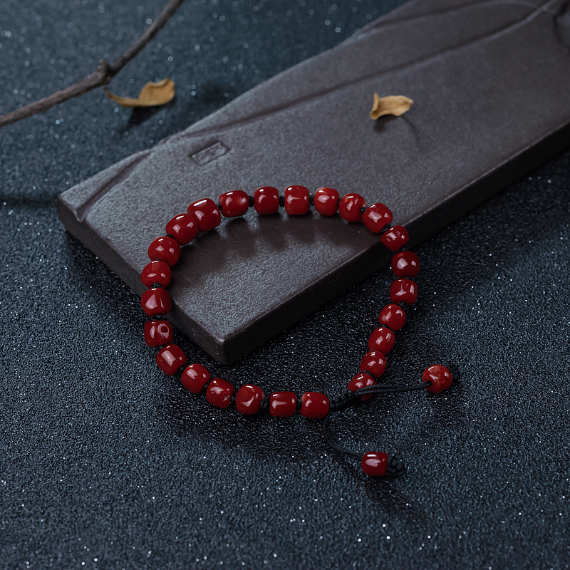 阿卡珊瑚桶珠手串-红掌柜