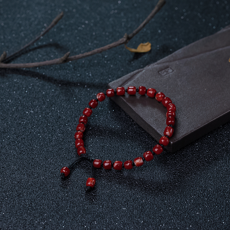 正红珊瑚桶珠手串-红掌柜