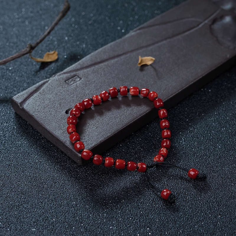 阿卡珊瑚桶珠手串-红掌柜