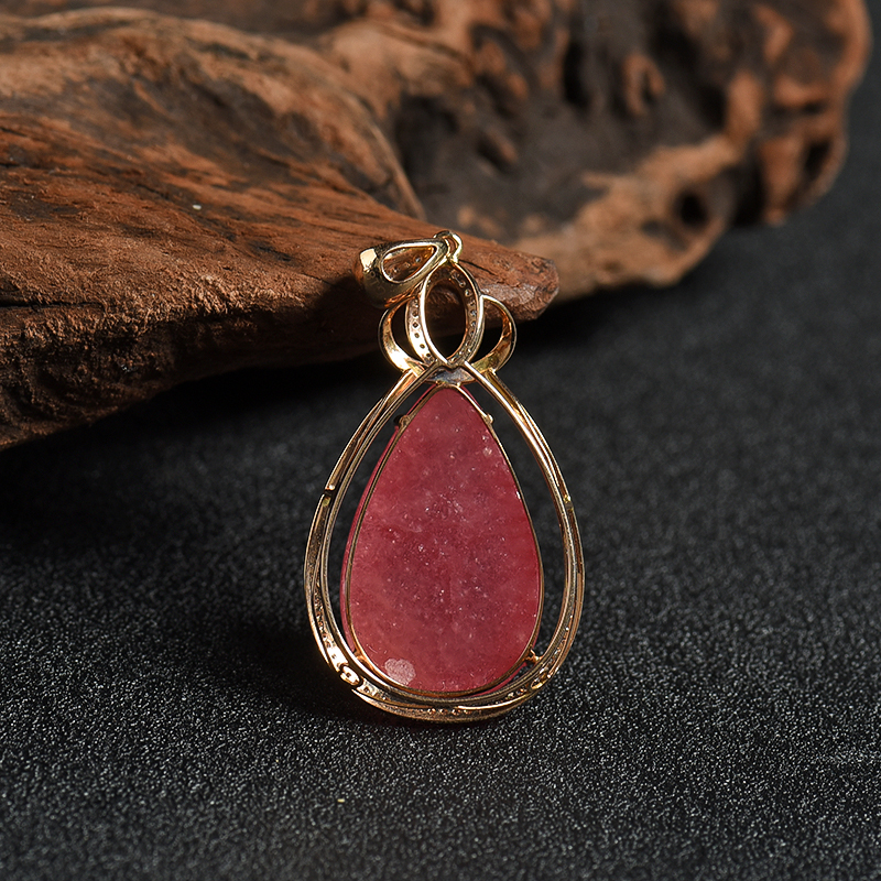 巴西天然红纹石水滴吊坠 - 红掌柜