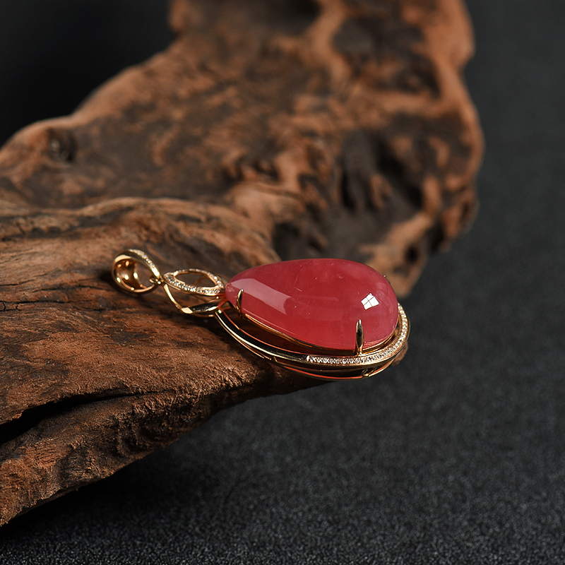 天然红纹石水滴吊坠 - 红掌柜