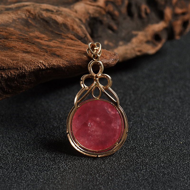 巴西天然极品红纹石圆形吊坠 - 红掌柜