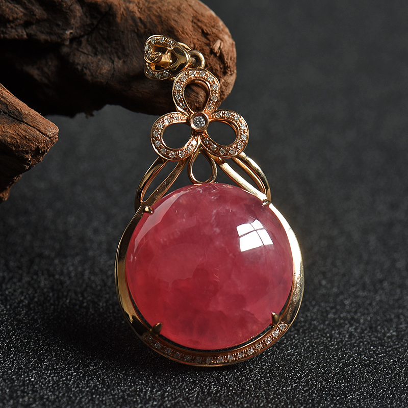 极品红纹石圆形吊坠 - 红掌柜