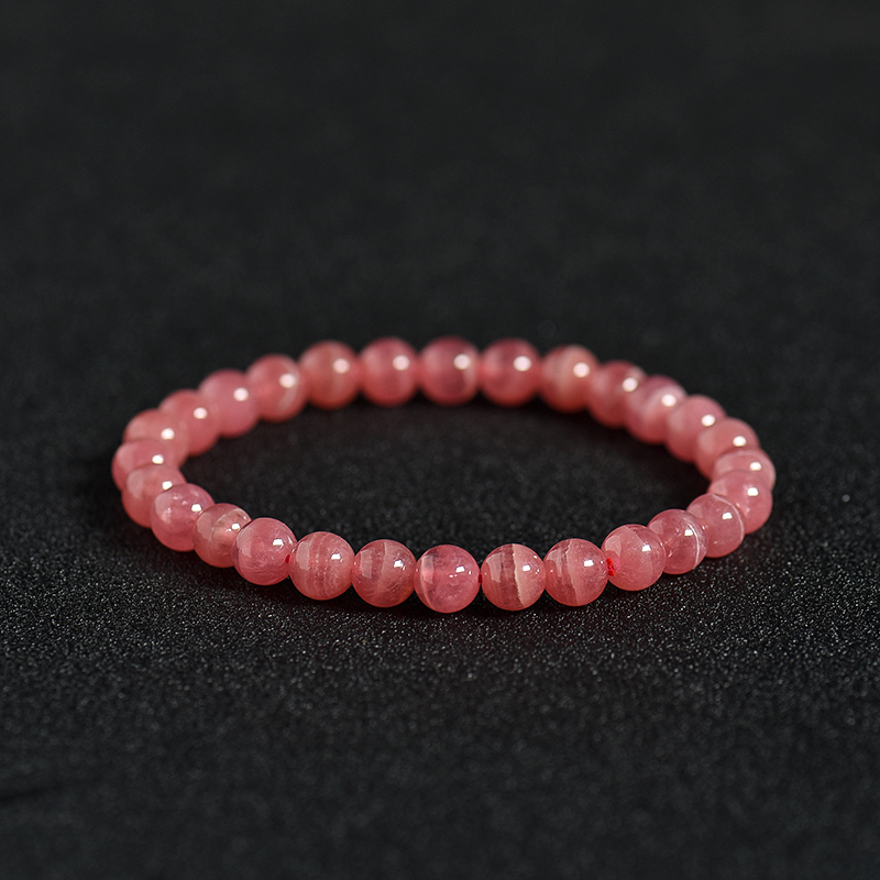 天然阿根廷6.5mm红纹石手链-红掌柜