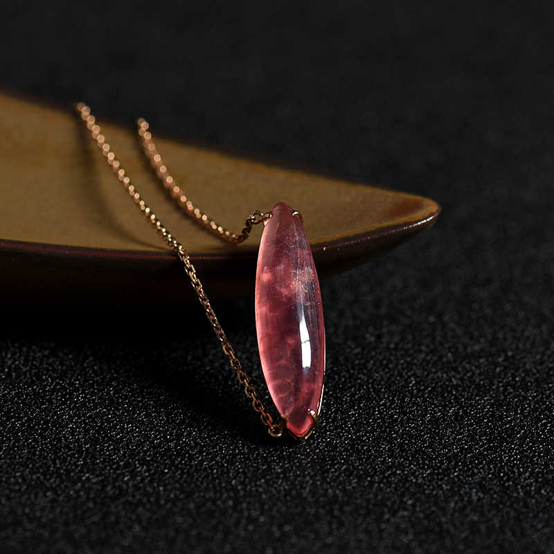 18k镶红纹石项链-红掌柜