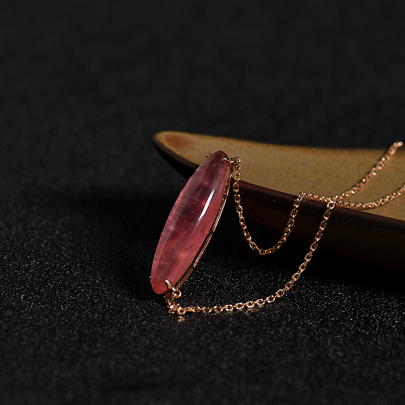 天然18k镶红纹石项链-红掌柜