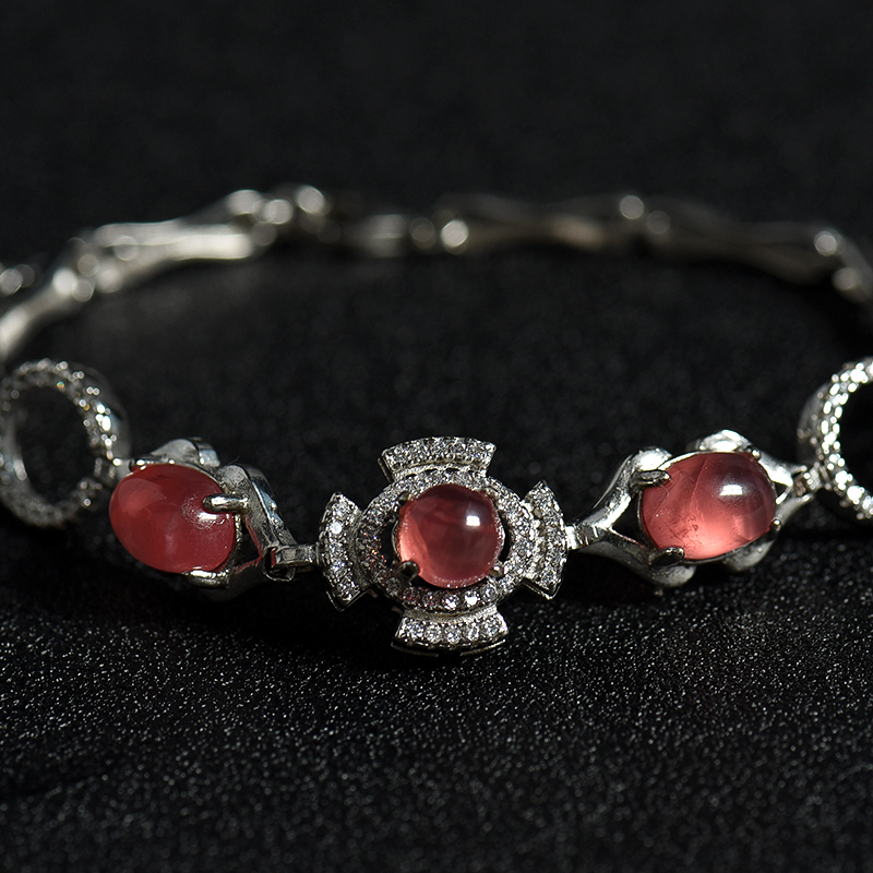 银镶红纹石手链-红掌柜