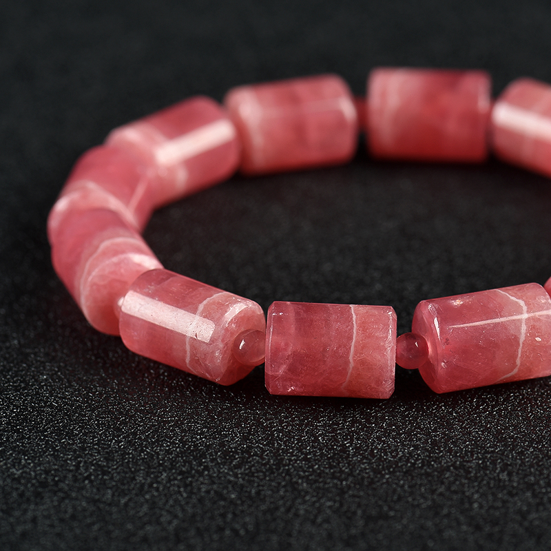 天然红纹石桶珠单圈手串-红掌柜