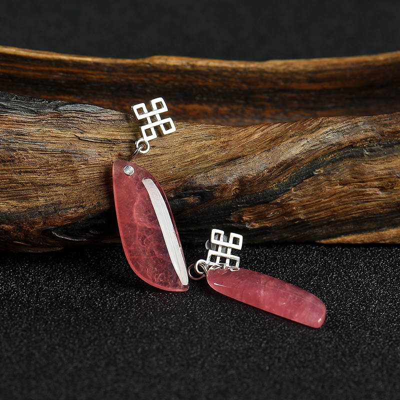 天然红纹石随形耳坠-红掌柜