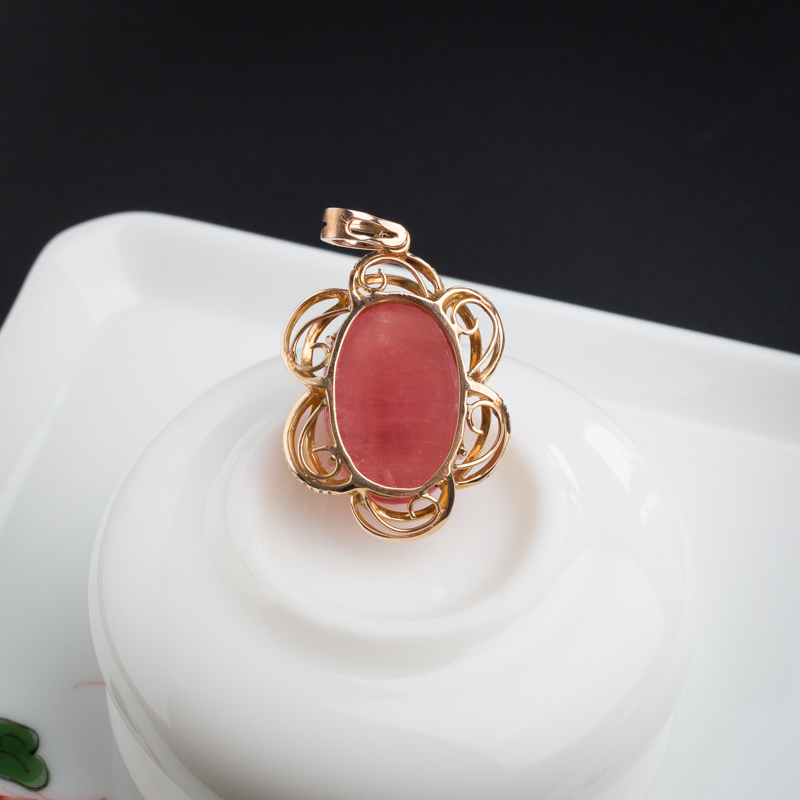 18K金马达加斯加天然红纹石吊坠 - 红掌柜