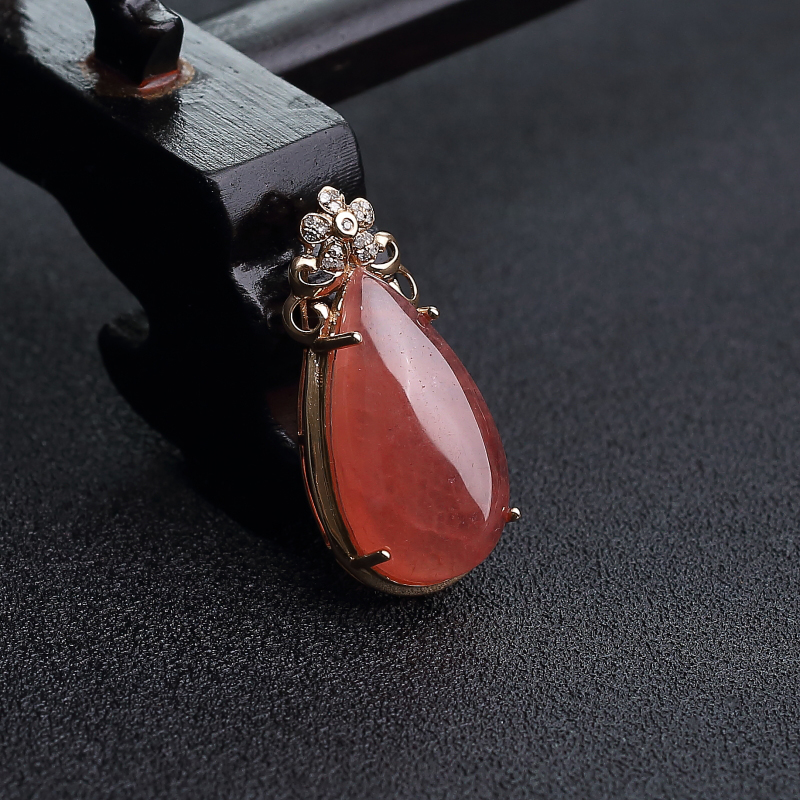 阿根廷天然红纹石水滴吊坠-红掌柜