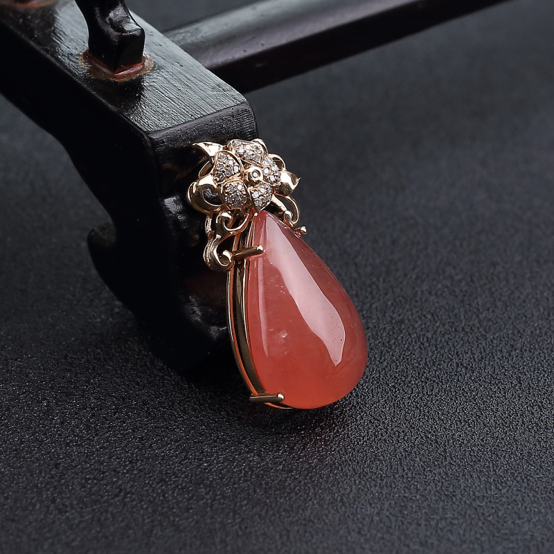 阿根廷天然红纹石水滴吊坠-红掌柜