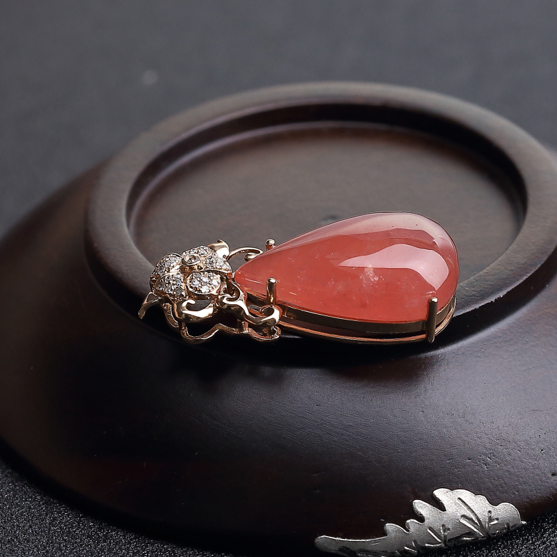 天然红纹石水滴吊坠-红掌柜