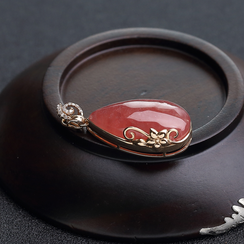 天然红纹石水滴吊坠-红掌柜