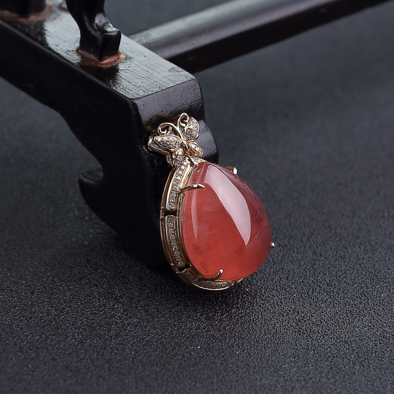 阿根廷天然红纹石水滴吊坠-红掌柜