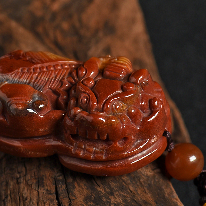 山料黄龙玉手把件 - 红掌柜