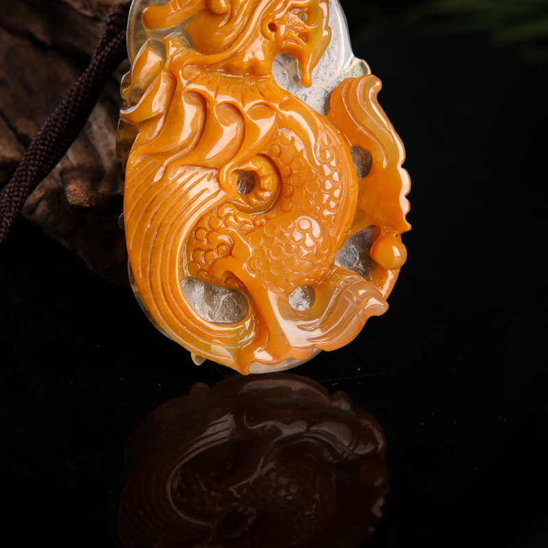 云南龙陵黄龙玉辰龙吊坠-红掌柜