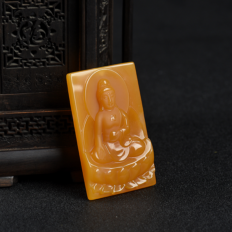 山料橙黄黄龙玉佛吊坠-红掌柜