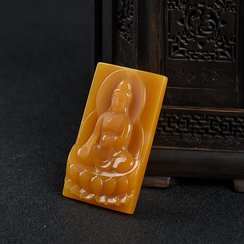 天然橙黄黄龙玉佛吊坠-红掌柜