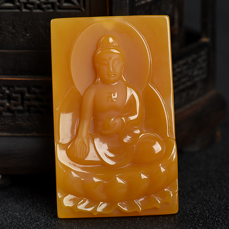 橙黄黄龙玉佛吊坠-红掌柜